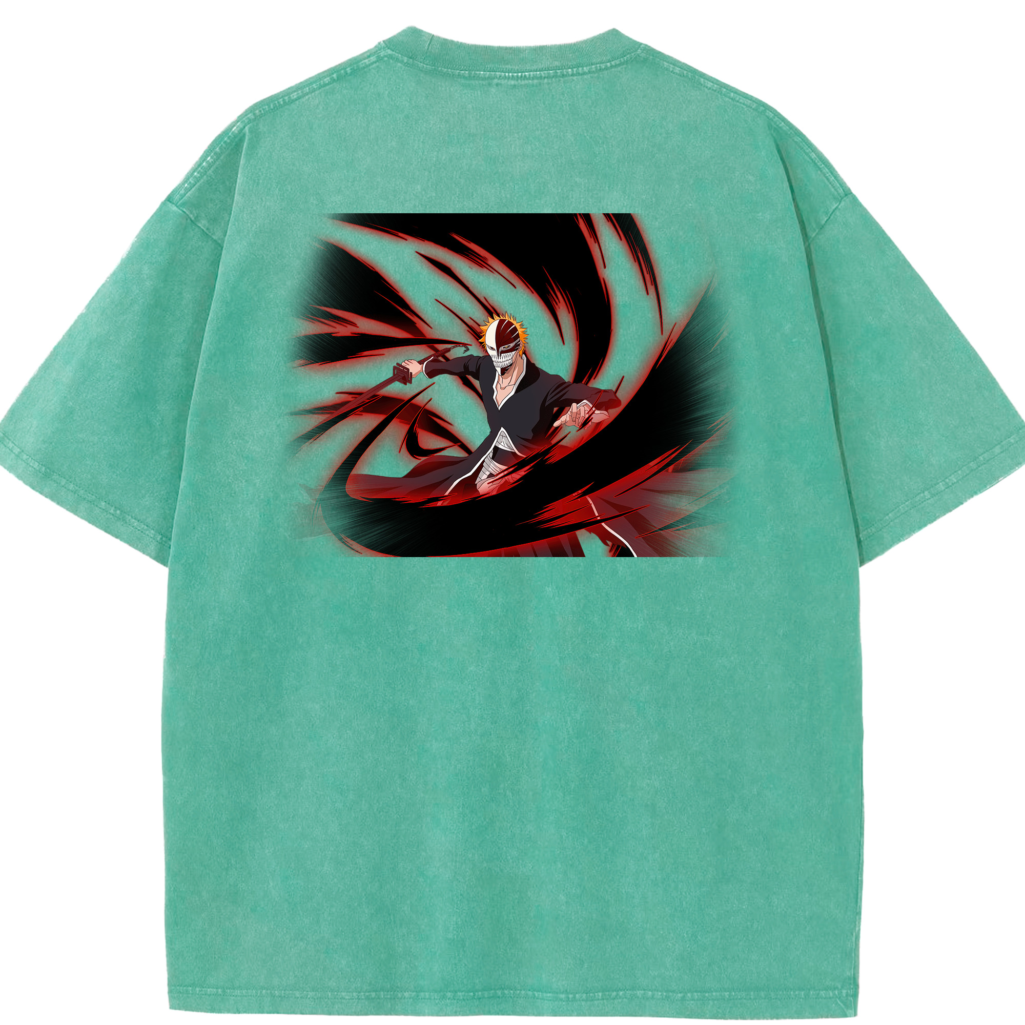 （画像用） ブリーチ 黒崎一護（くろさき いちご）BLEACH Kurosaki Ichigo 綿100% ヴィンテージ風 半袖Tシャツ（背面プリント）